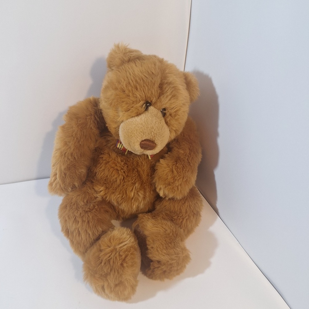 Gund‎ Brown Teddy Bear Snoodles Plaid Bow Plush Stuffed Animal Toy 12"